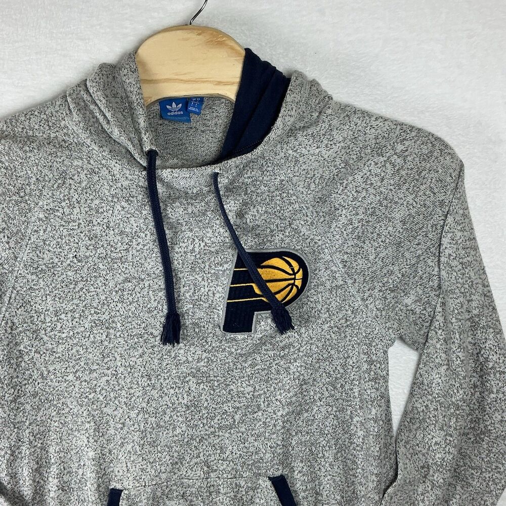 Adidas Indiana Pacers Hoodie Large Gray Pullover Kangaroo Pocket NBA READ